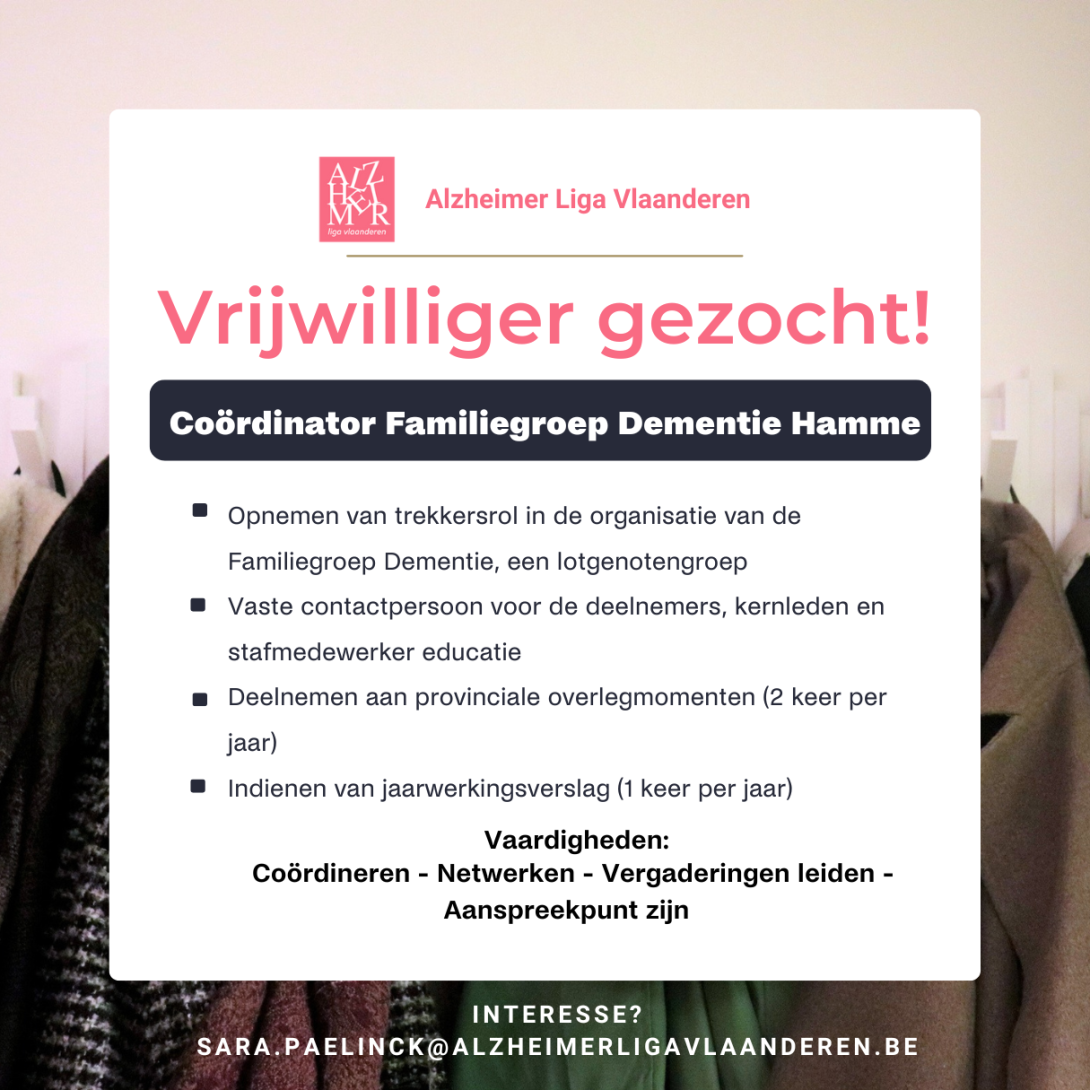 Vrijwilligers gezocht in de familiegroep Hamme